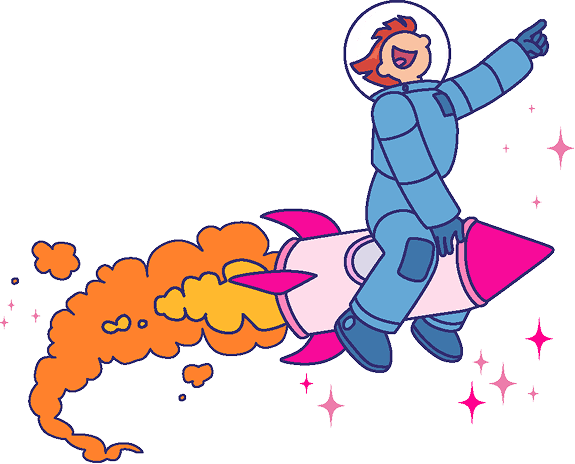 An astronaut flying a rocket
