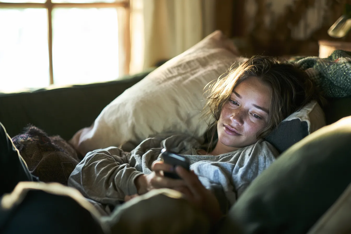 A person using a laptop at home